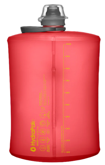 Мягкая фляга для воды Hydrapak Stow 1,0 Красная - Фото 2 большая