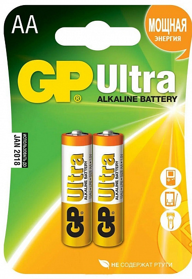 Батарейки GP Ultra Alkaline AA/LR6 15AU-CR2 (2 шт) - Фото 1 большая