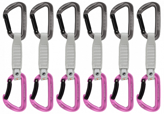 Комплект оттяжек с карабинами Mammut Workhorse Keylock 12см (6шт) Grey/Pink - Фото 1 большая