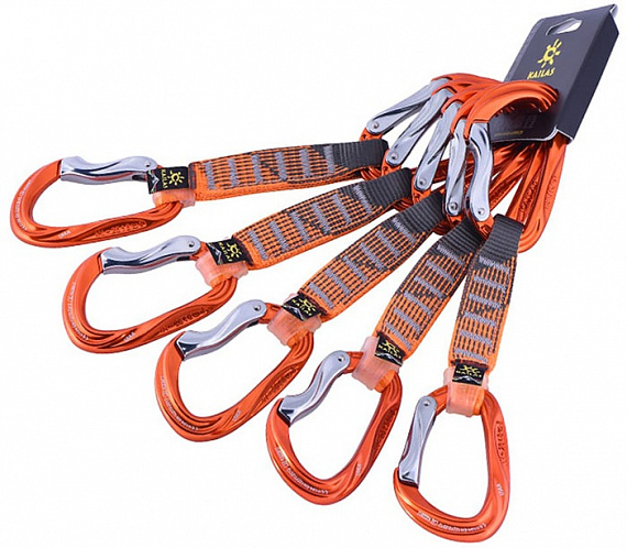 Комплект оттяжек с карабинами  Kailas Vacuo Quickdraw 14 см (5 шт) Orange - Фото 1 большая