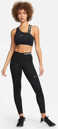 Топ женский Nike Dri-FIT Swoosh Asymmetric Black/Particle Grey/White - Фото 3 большая