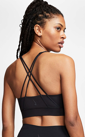 Топ женский Nike Swoosh Luxe Bra Black/Dk Smoke Grey - Фото 3 большая