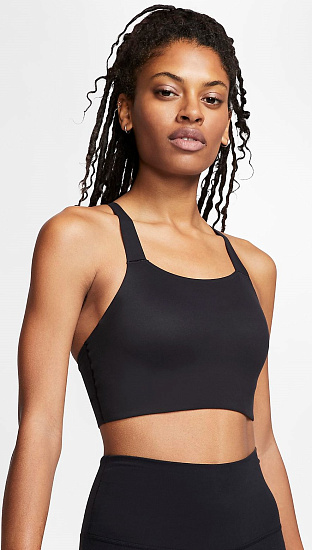 Топ женский Nike Swoosh Luxe Bra Black/Dk Smoke Grey - Фото 4 большая