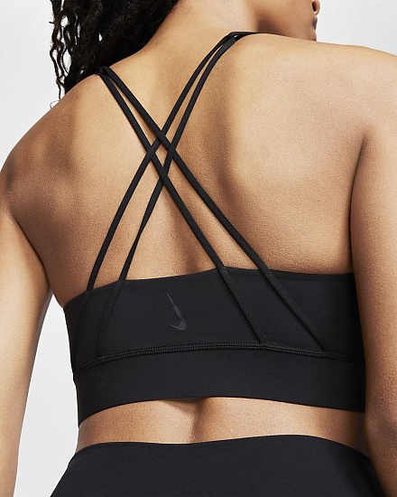 Топ женский Nike Swoosh Luxe Bra Black/Dk Smoke Grey - Фото 5 большая