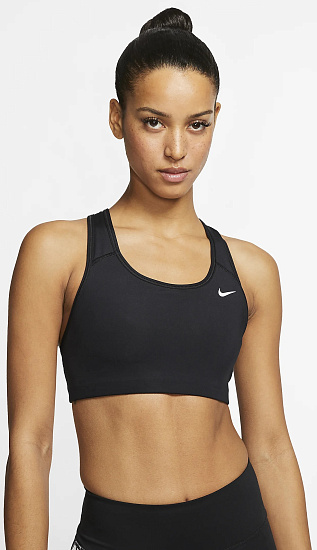 Топ женский Nike Swoosh Bra Non Pad Black/White - Фото 3 большая