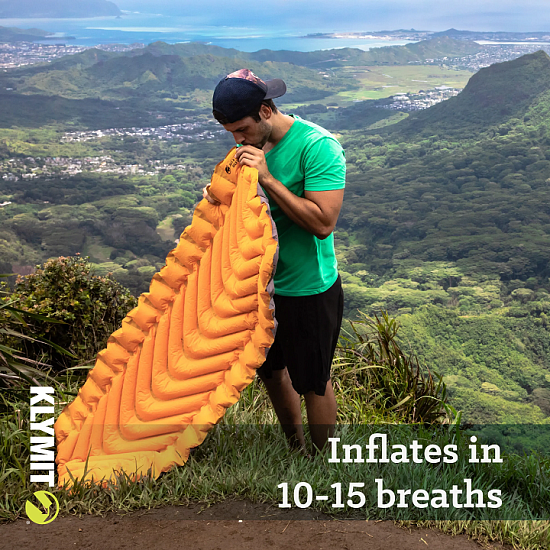 Коврик надувной Klymit Insulated Static V Lite оранжевый - Фото 3 большая