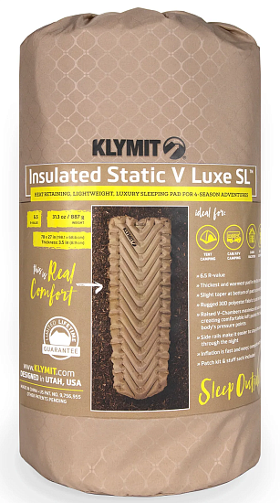 Коврик надувной Klymit Insulated Static V Luxe SL песочный - Фото 4 большая
