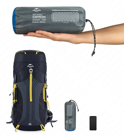 Коврик надувной Naturehike Fc10 Single Grey - Фото 4 большая