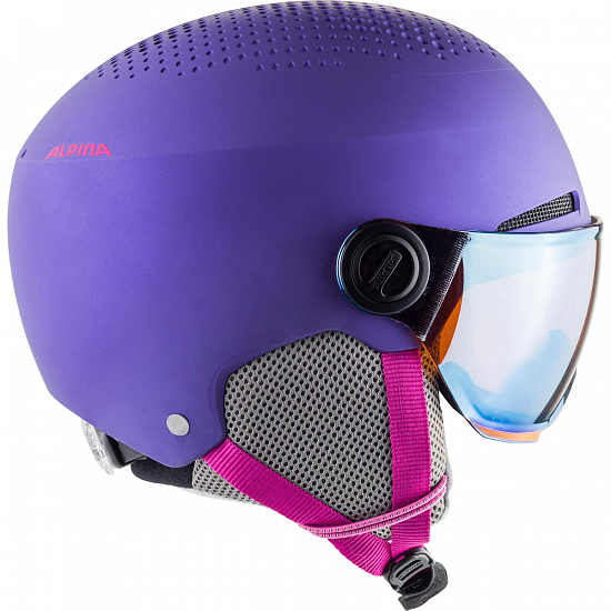 Горнолыжный шлем детский Alpina Zupo Visor Violet Matt - Фото 4 большая