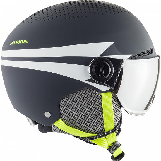 Горнолыжный шлем детский Alpina Zupo Visor Charcoal/Neon Matt - Фото 3 большая