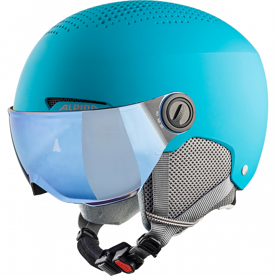 Горнолыжный шлем детский Alpina Zupo Visor Turquoise Matt - Фото 2 большая