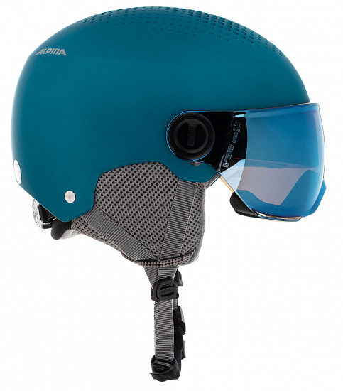 Горнолыжный шлем детский Alpina Zupo Visor Turquoise Matt - Фото 1 большая