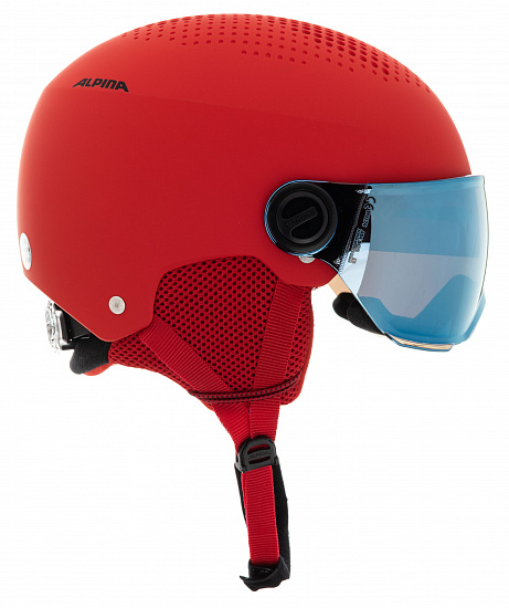 Горнолыжный шлем детский Alpina Zupo Visor Red Matt - Фото 1 большая