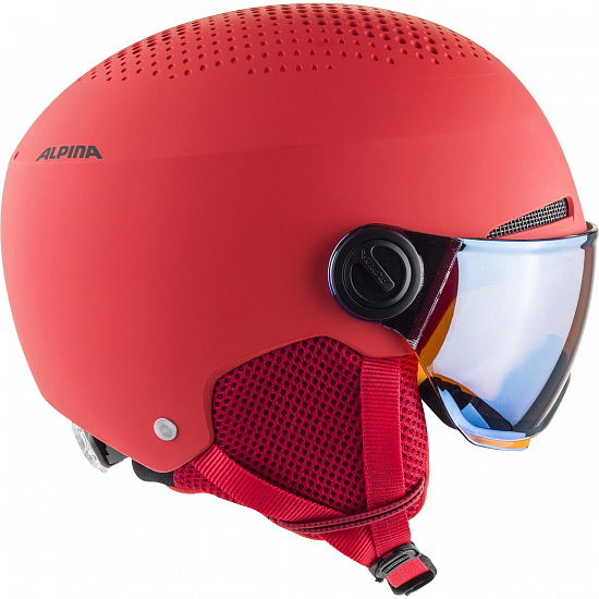 Горнолыжный шлем детский Alpina Zupo Visor Red Matt - Фото 4 большая