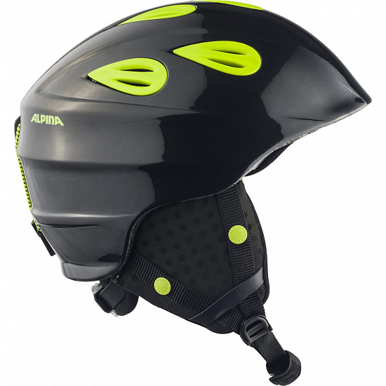 Горнолыжный шлем детский Alpina Grap 2.0 Jr Charcoal/Neon Yellow - Фото 3 большая