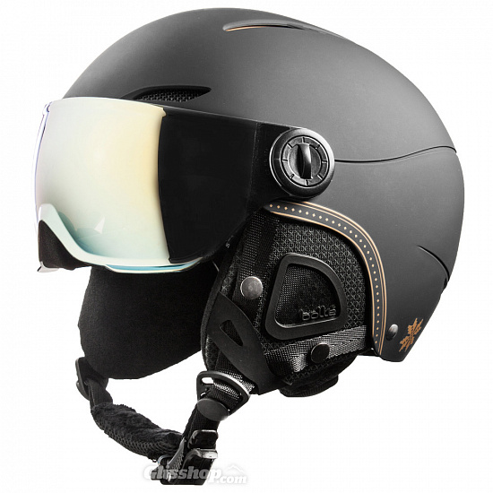 Горнолыжный шлем женский Bolle Juliet Visor Soft Black/Gold - Фото 1 большая