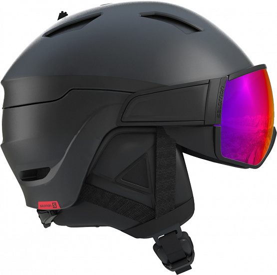 Горнолыжный шлем Salomon Driver Black/Red Accent/Solar - Фото 1 большая