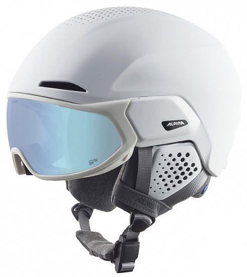 Горнолыжный шлем Alpina Alto Qv White Matt/Ice Blue - Фото 1 большая