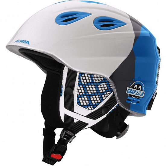 Горнолыжный шлем детский Alpina Grap 2.0 JR White-Silver-Blue - Фото 1 большая