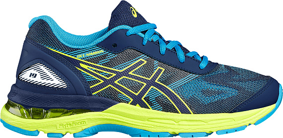 Кроссовки детские ASICS Gel-Nimbus 19 GS Темно Синий/Желтый/Голубой - Фото 1 большая