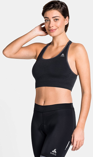 Топ женский Odlo Sports Bra Seamless Medium Ceramicool Черный - Фото 4 большая