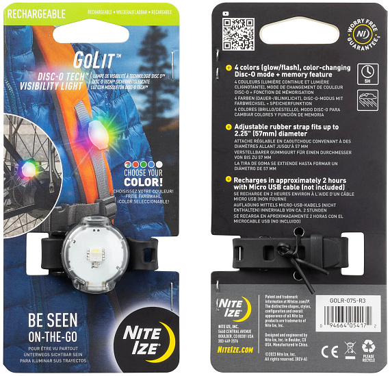 Светодиодный маркер Nite Ize GoLit Rechargeable Visibility Light - Disc-O Tech - Фото 1 большая