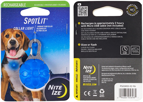 Светодиодный брелок Nite Ize SpotLit Rechargeable Collar Light Синий - Фото 1 большая
