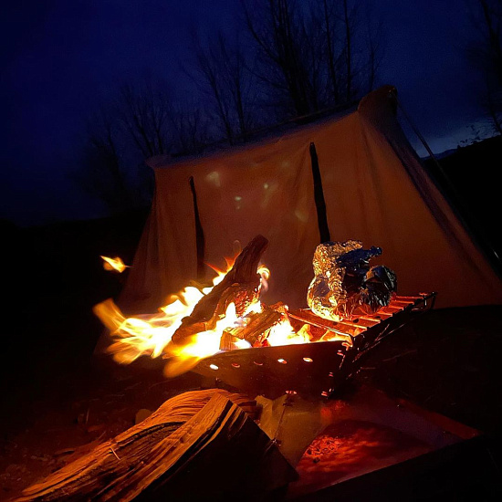 Костровая чаша-гриль Winnerwell Flat Firepit Medium с решетками для угля и гриля - Фото 10 большая