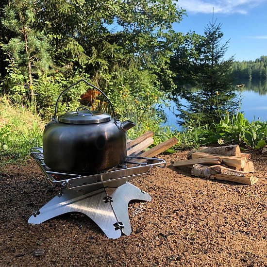 Костровая чаша-гриль Winnerwell Flat Firepit Small с решетками для угля и гриля - Фото 17 большая