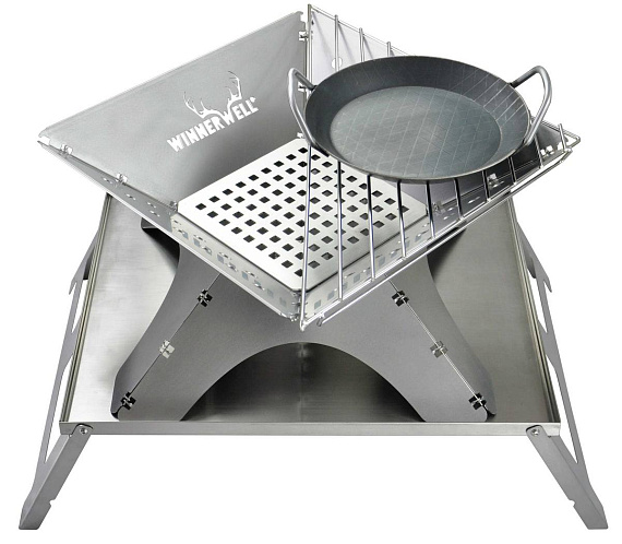 Костровая чаша-гриль Winnerwell Flat Firepit Large с решетками для угля и гриля - Фото 16 большая