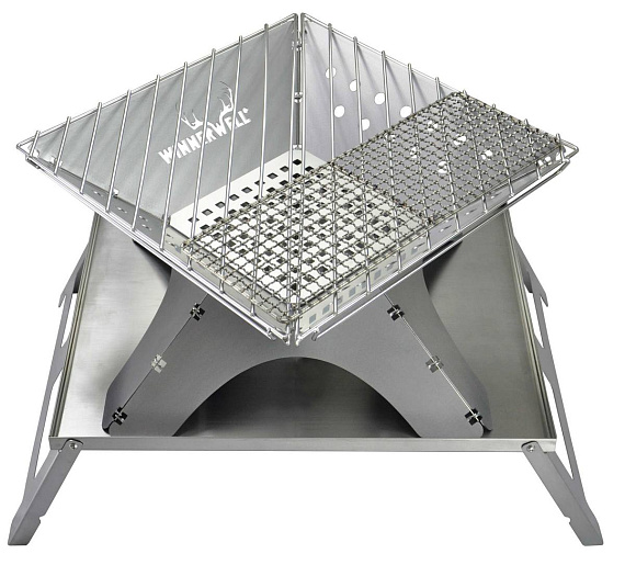 Костровая чаша-гриль Winnerwell Flat Firepit Large с решетками для угля и гриля - Фото 17 большая
