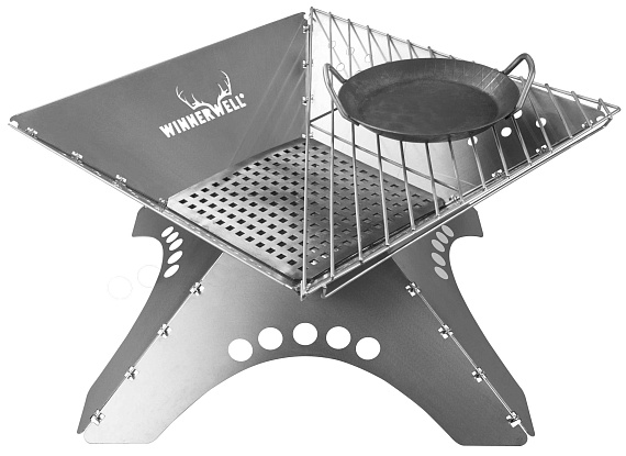 Костровая чаша-гриль Winnerwell Flat Firepit XL с решетками для угля и гриля - Фото 10 большая