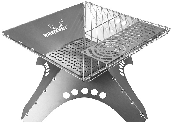 Костровая чаша-гриль Winnerwell Flat Firepit XL с решетками для угля и гриля - Фото 13 большая