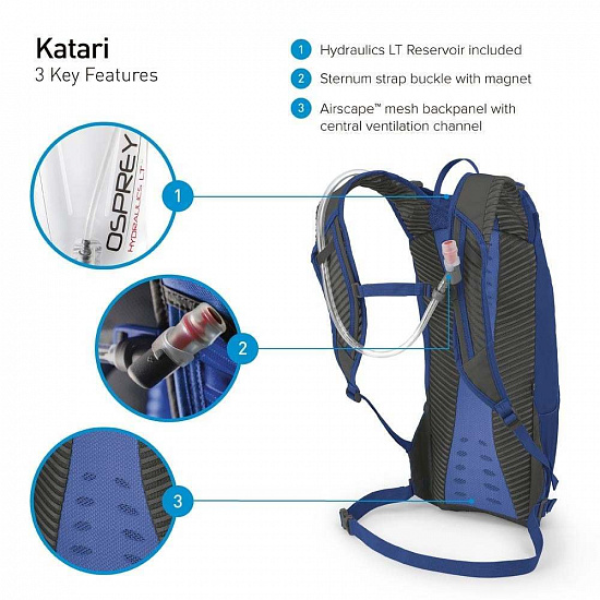 Рюкзак Osprey Katari 7 Black - Фото 3 большая
