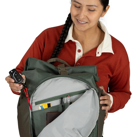 Рюкзак Osprey Transporter Roll Top Pack Pine Leaf Earl Grey - Фото 7 большая