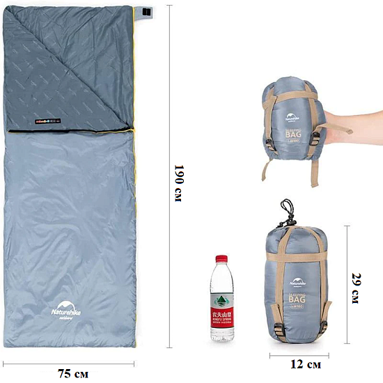 Спальный мешок Naturehike Lw180 Mini M Grayish Brown - Фото 4 большая