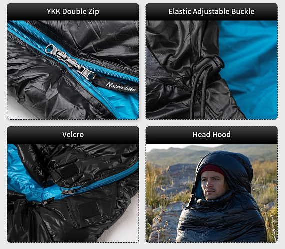 Спальный мешок Naturehike Cw400 M Black - Фото 4 большая