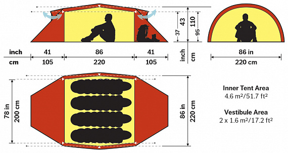 Палатка Hilleberg Kaitum 4 Sand - Фото 2 большая