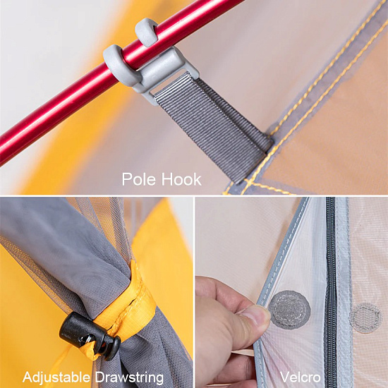 Палатка Naturehike Cloud Up 2 Superlight Professional Grey/Yellow - Фото 6 большая