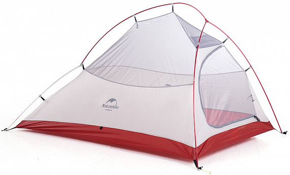 Палатка Naturehike Cloud Up 2 20D Light Grey/Skirt-Red - Фото 3 большая
