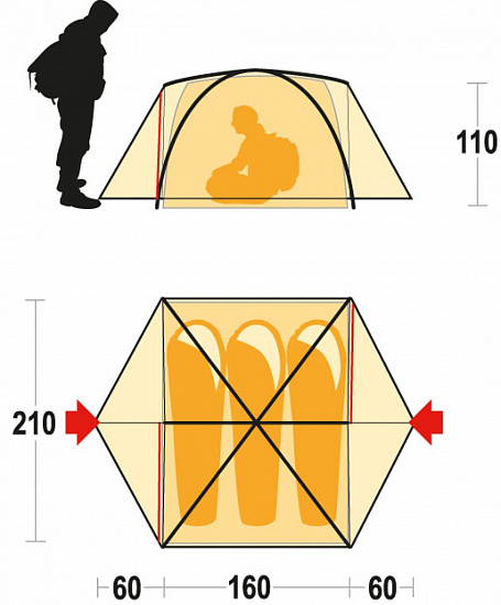 Палатка Ferrino Lhotse 3 Orange - Фото 6 большая
