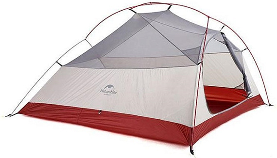 Палатка Naturehike Cloud Up 3 20D Light Grey/Red - Фото 3 большая