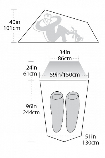 Палатка Big Agnes Slater UL 2+  Gold/Gray - Фото 9 большая