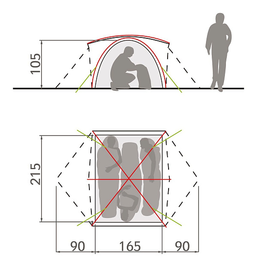 Палатка Vaude Campo 3P Terracotta - Фото 4 большая