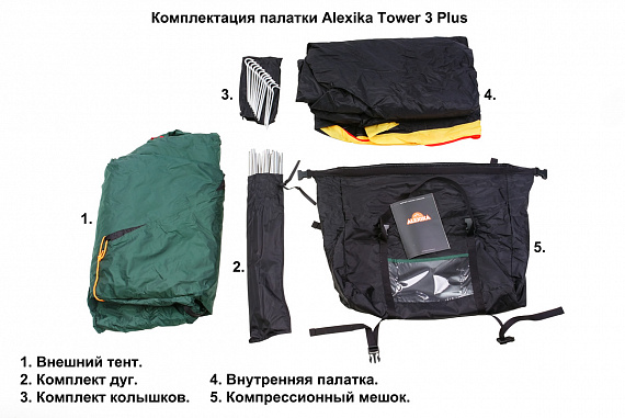 Палатка Alexika Tower 3 Plus Green - Фото 12 большая
