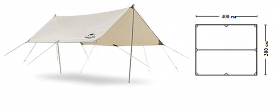 Тент Naturehike Girder Shelter Tarp Quicksand Gold - Фото 3 большая