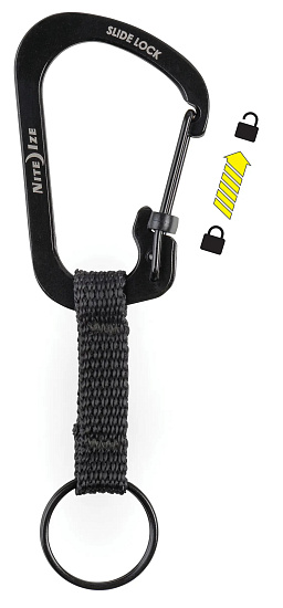 Брелок Nite Ize SlideLock Key Ring Stainless Steel Black - Фото 4 большая