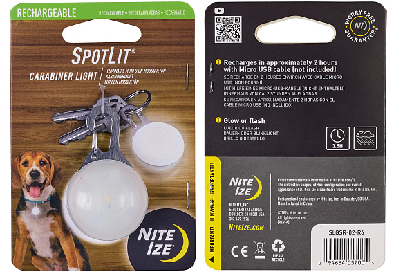 Брелок Nite Ize SpotLit Rechargeable Carabiner Light Белый - Фото 2 большая