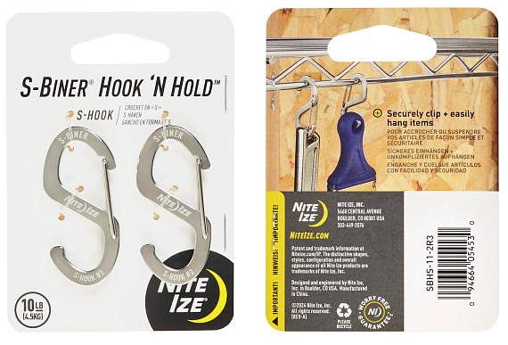 Карабин Nite Ize S-Biner Hook-N-Hold S-Hook Small (2шт) Steel - Фото 1 большая