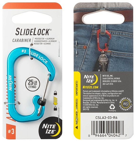 Карабин Nite Ize SlideLock Aluminum #3 Blue - Фото 1 большая